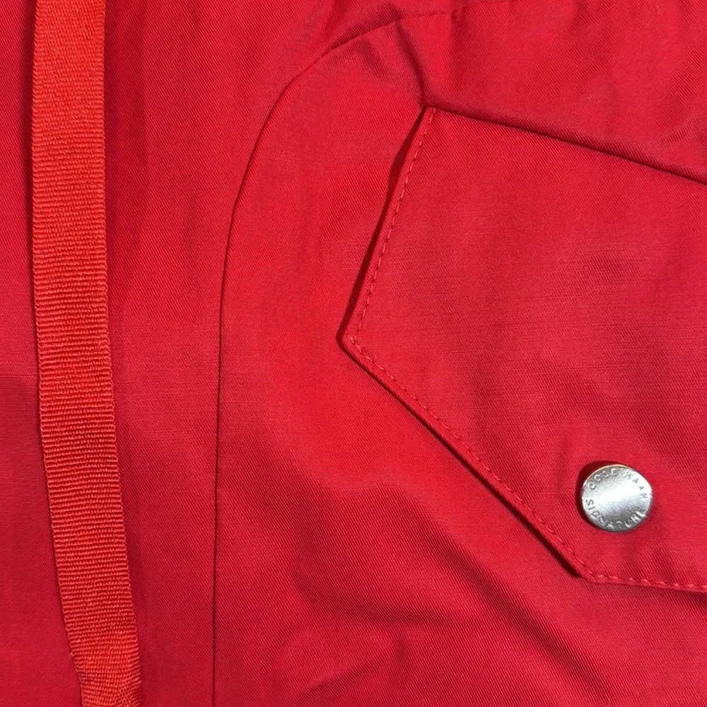 Cole Haan Red Rain Jacket Hip-Length with Removable Hood - Picture 14 of 14